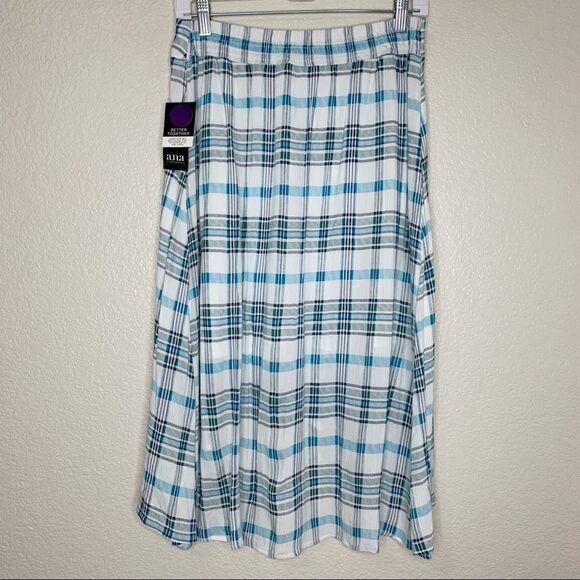 NWT a.n.a Size 6 Green Naples Stripe Faux Wrap Skirt - Picture 8 of 14